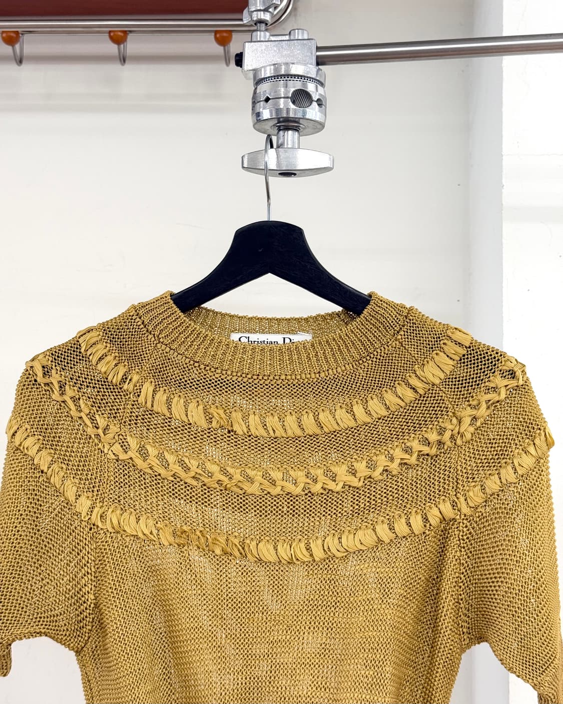 크리스찬 디올 골드 오픈 니트 라운드넥 탑 상품이미지2
