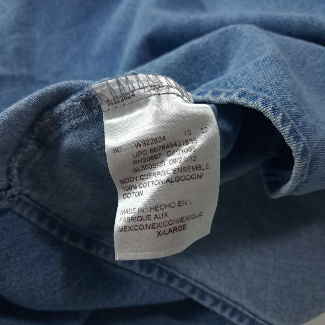 CK378 XL 디키즈 멕시코판 버튼다운 연청 데님 셔츠 남방 상품이미지6