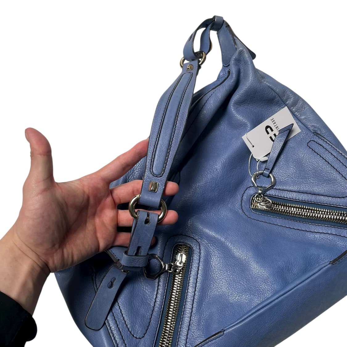 Francescobiasia 화살 스티치 블루레더백 상품이미지5