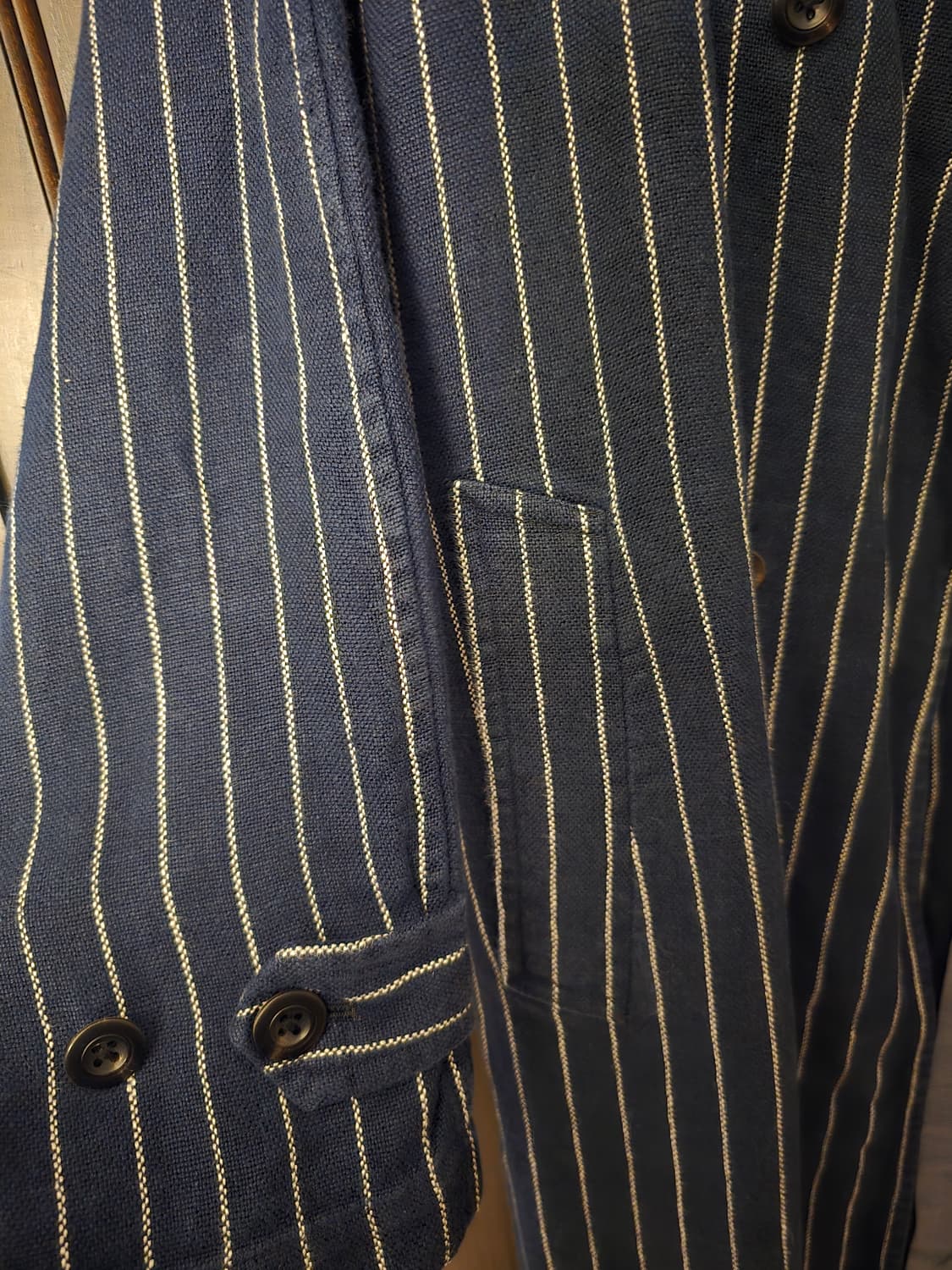 45R 네이비 스트라이프 롱 트렌치 코트3사이즈입니다. 상품이미지6
