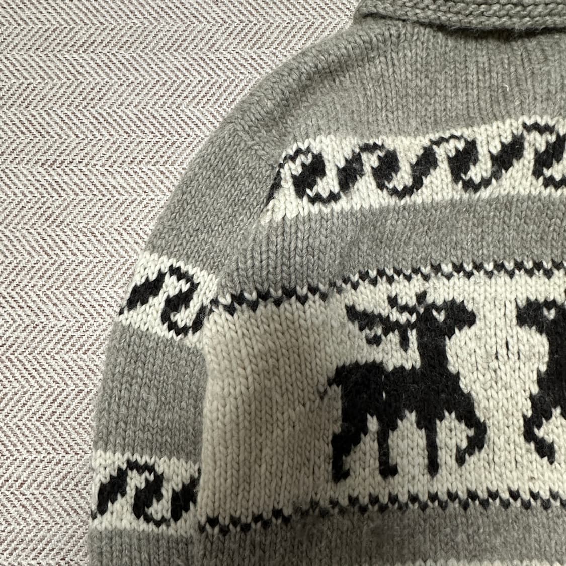 VINTAGE heavy wool knit jacket 상품이미지5