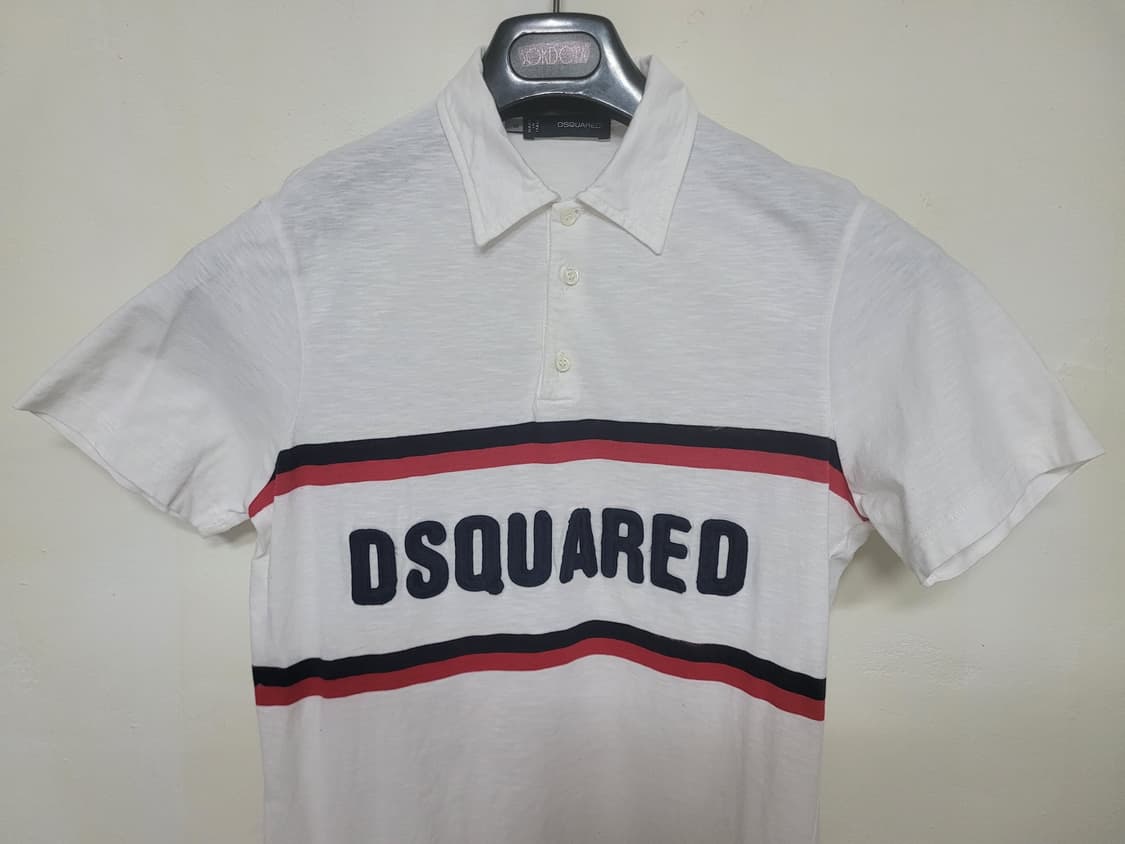 DSQUARED2 화이트 로고 반팔 카라티 M 상품이미지2