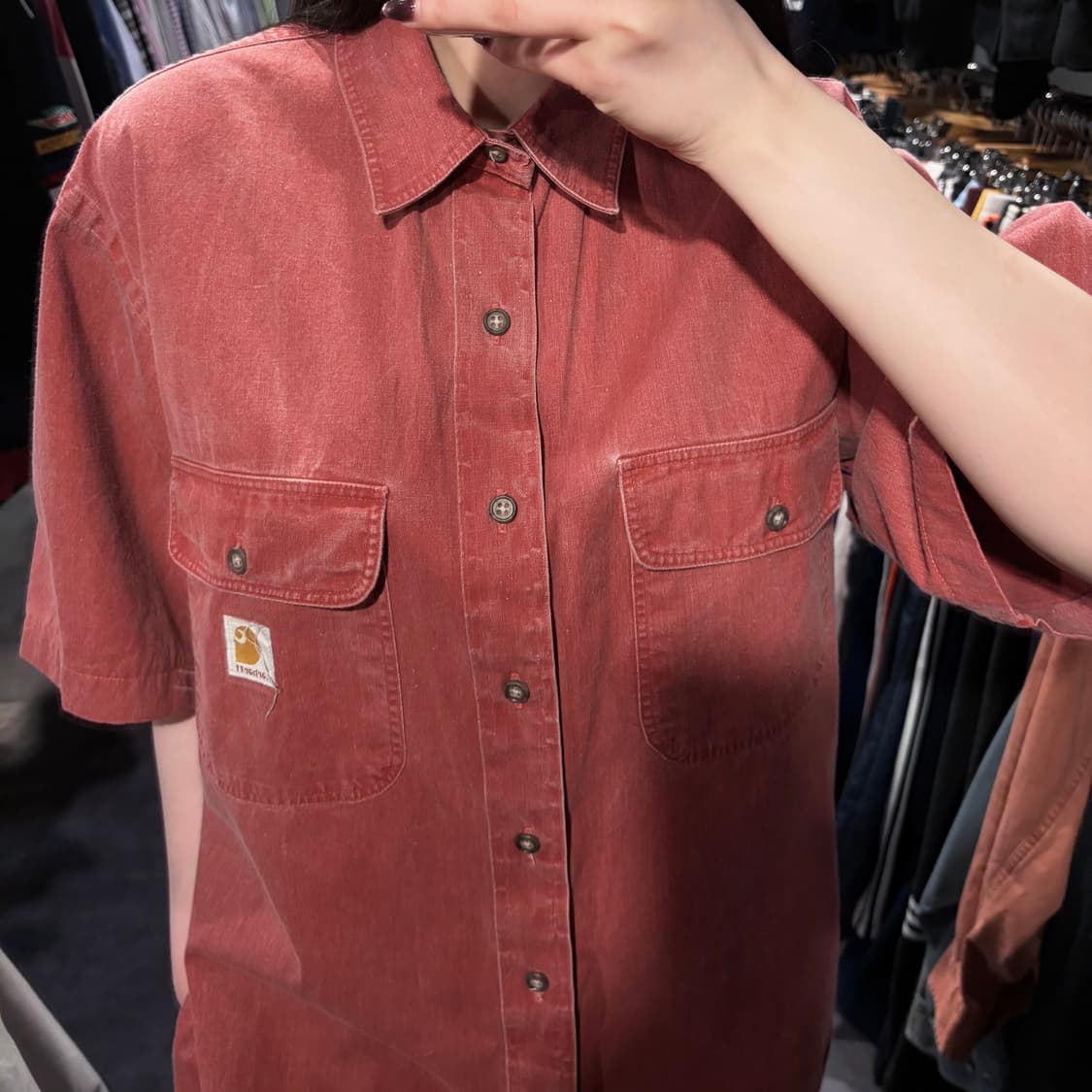 [IM] Carhartt 칼하트 데님 반팔 셔츠 레드 상품이미지5
