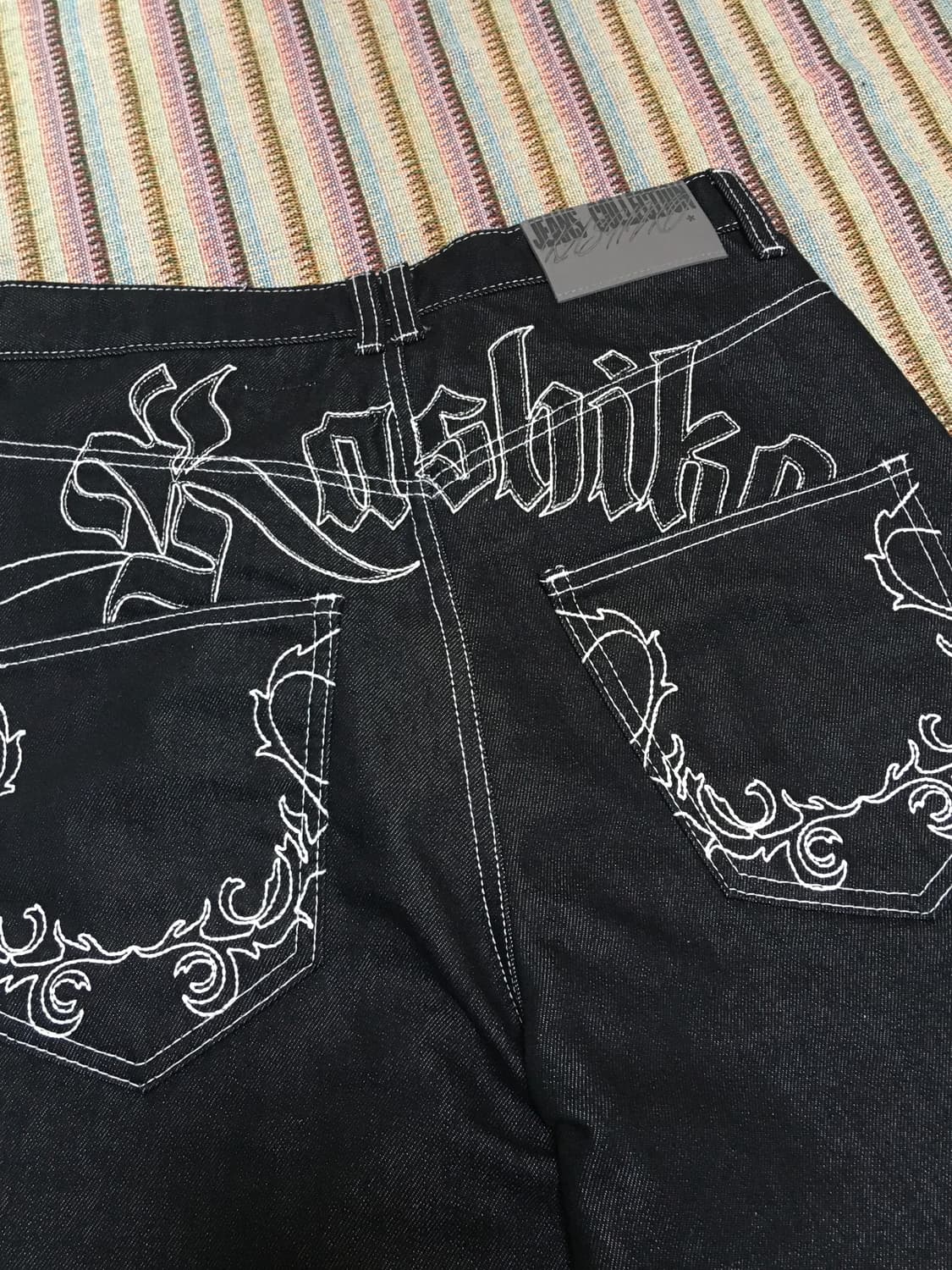 카시코 Embroied Nonfade Denim Pants Black S 상품이미지4