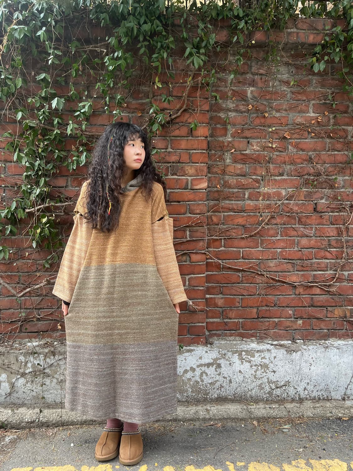 히피 무드 롱 후드 원피스 상품이미지3