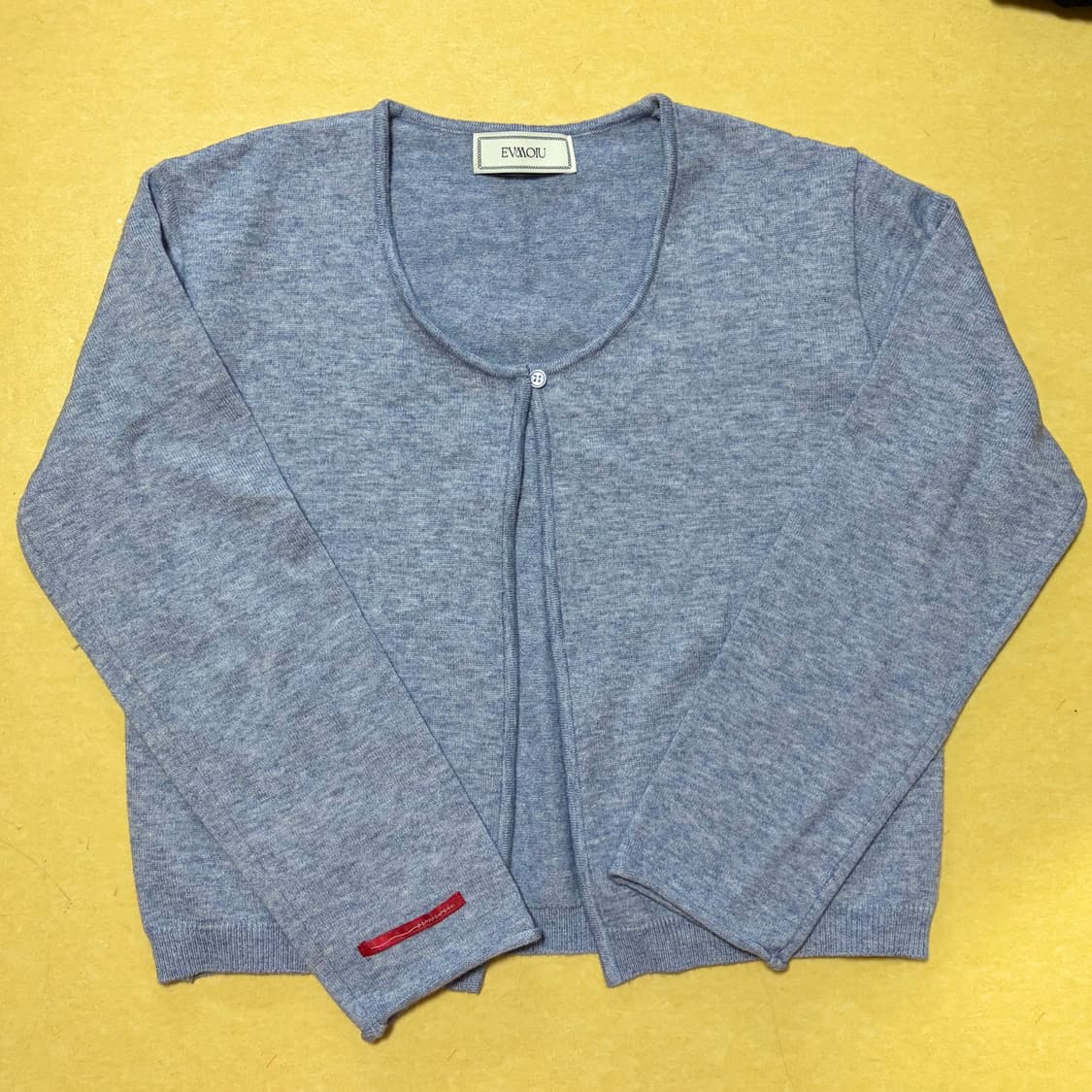 에브모우 스푼넥 가디건 파스텔 스카이 블루 상품이미지3