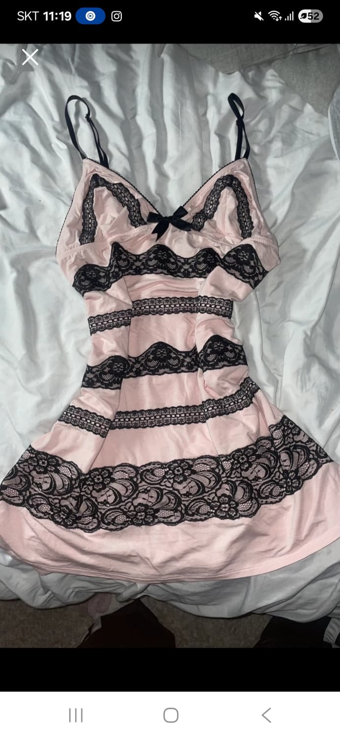 빅토리아시크릿 고전)2012 빈티지 블랙핑크 레이스리본히메갸루 슬립원피스 상품이미지1