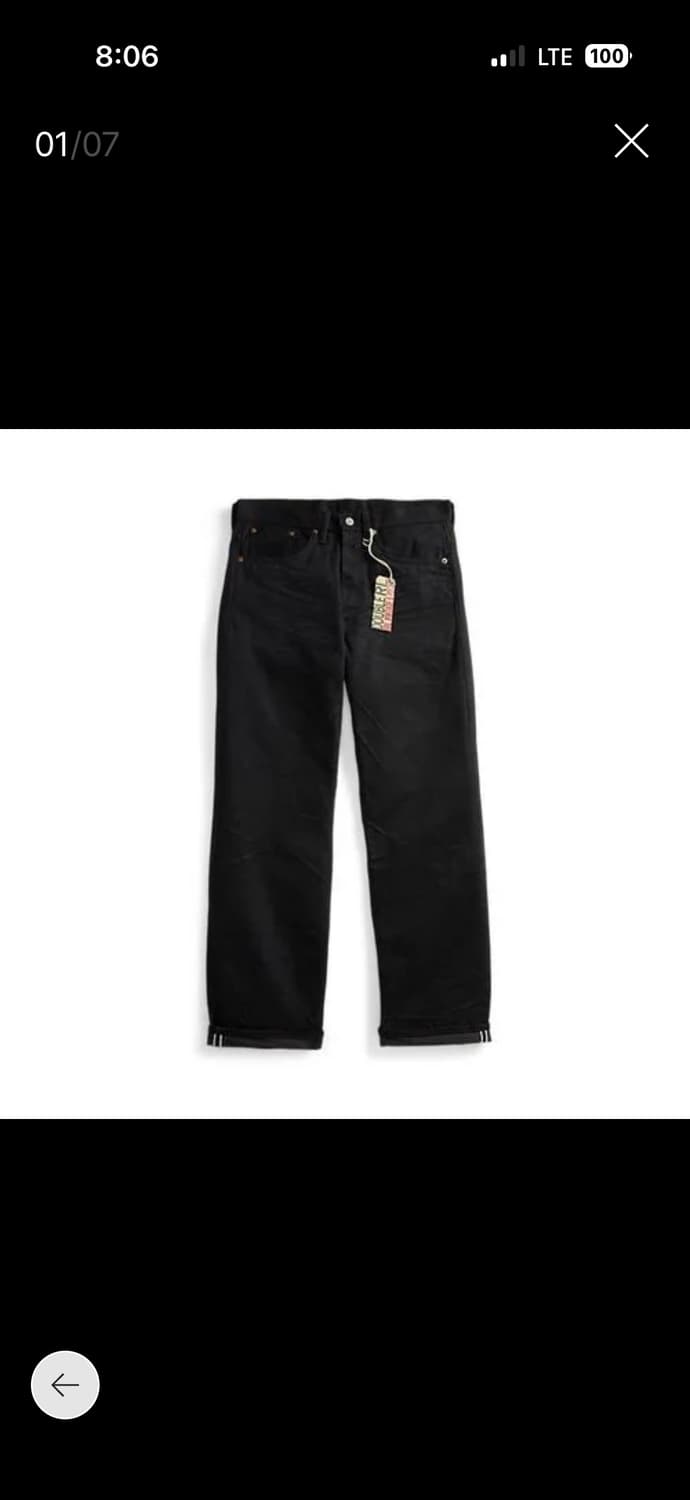 Rrl 빈티지 파이브 포켓 블랙온블랙 34/32 상품이미지1