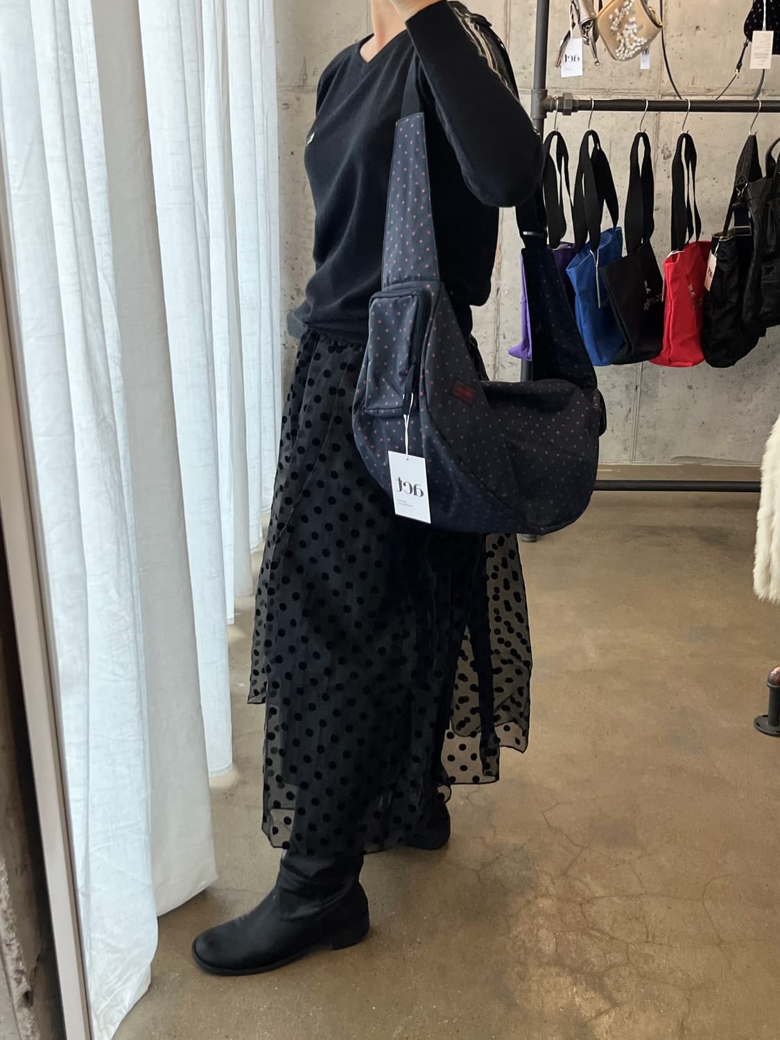 YUJUNE 도트 튤 스커트 블랙 상품이미지6
