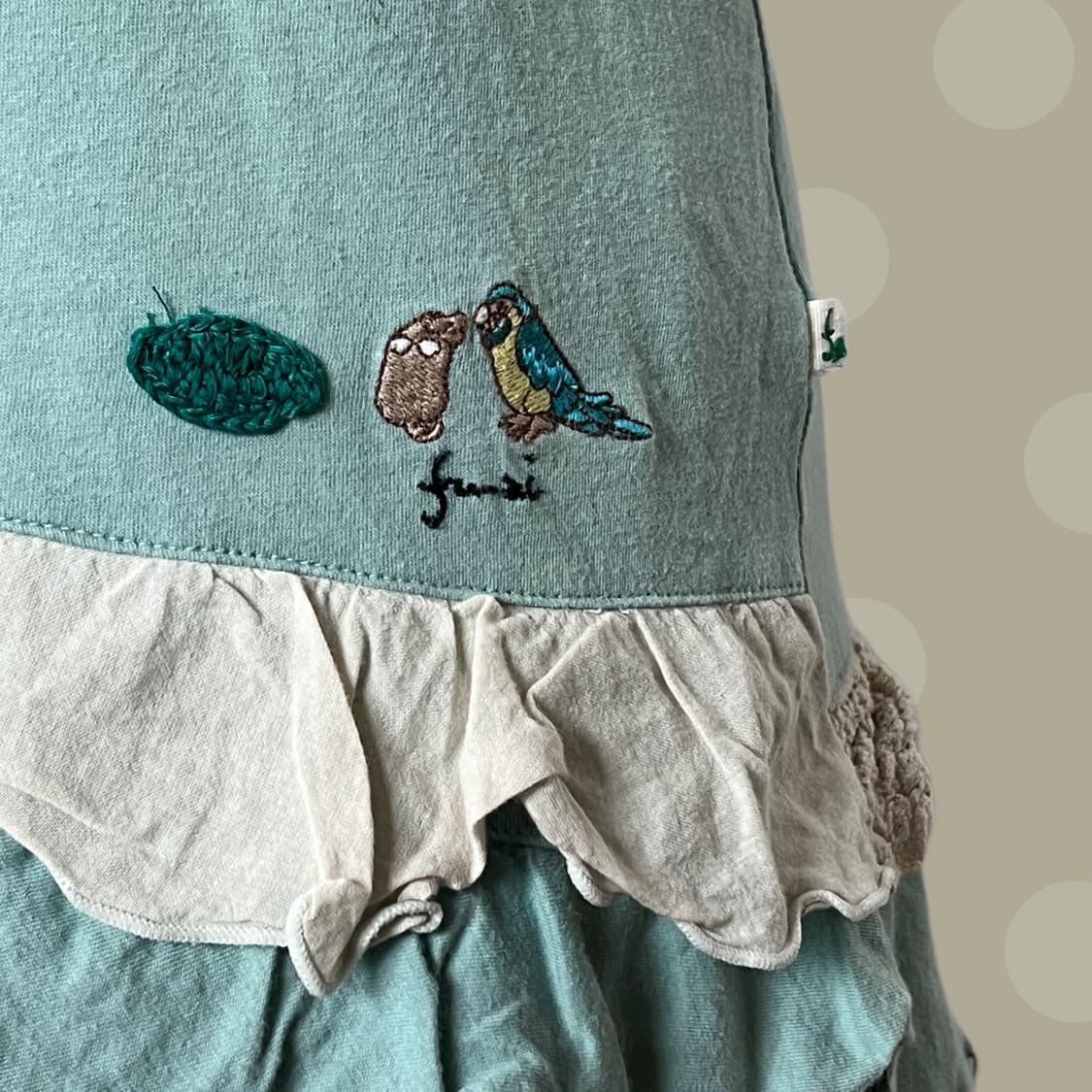 빈티지 모리걸 민트 러플 슬리브리스 원피스 상품이미지5