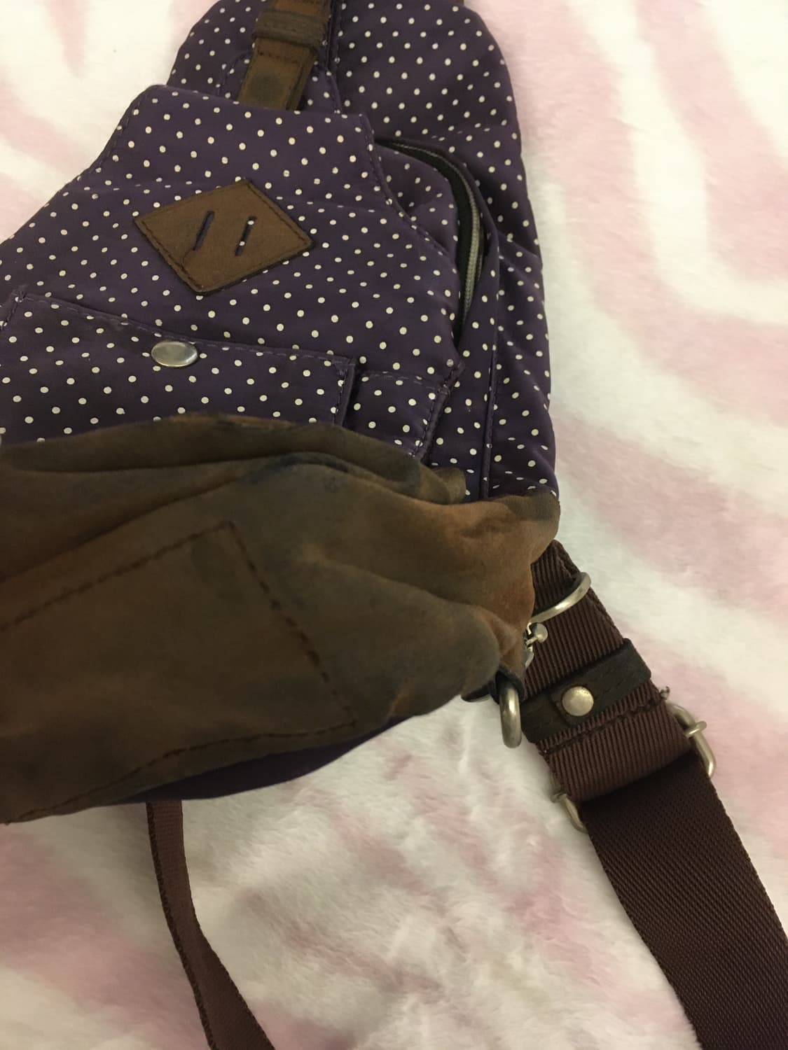 네이비 도트 돼지코 슬링백 헤이세이 모리걸 갸루 바디백 상품이미지5