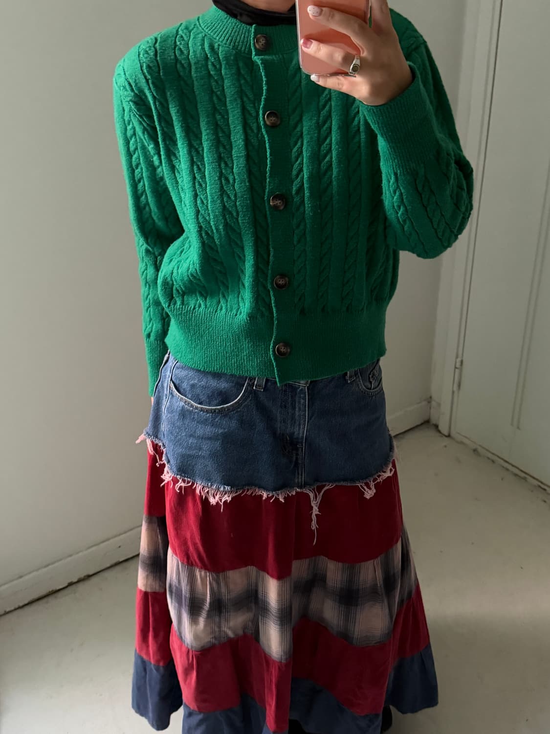 일본빈티지 그린 꽈배기 니트가디건 상품이미지1