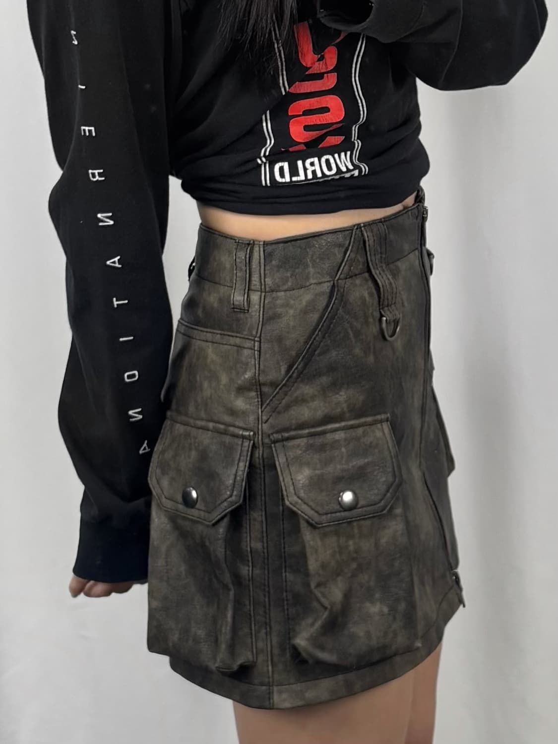 에스이오 레더 미니 스커트 상품이미지3