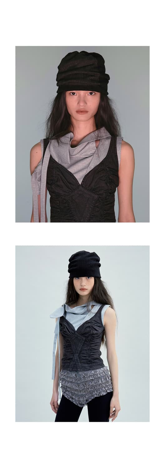 어썸니즈 오버핏 비니 OVER FIT OPEN TOP HAT_BLACK 상품이미지2