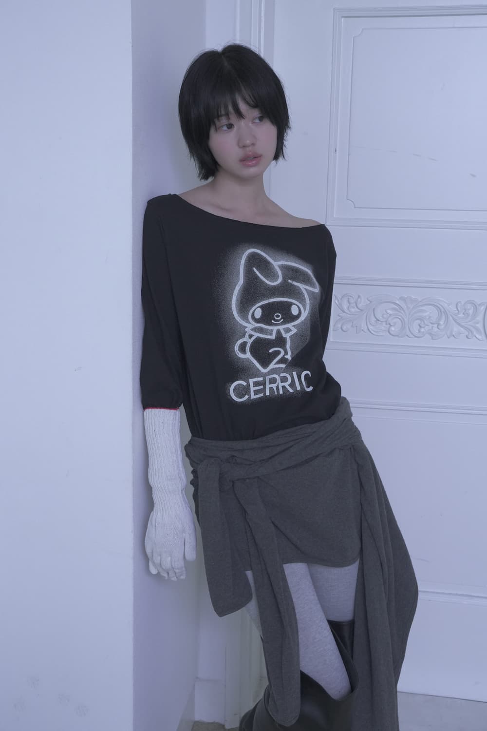 세릭 마이멜로디 My Melody Cut Out Top Black 산리오 상품이미지5
