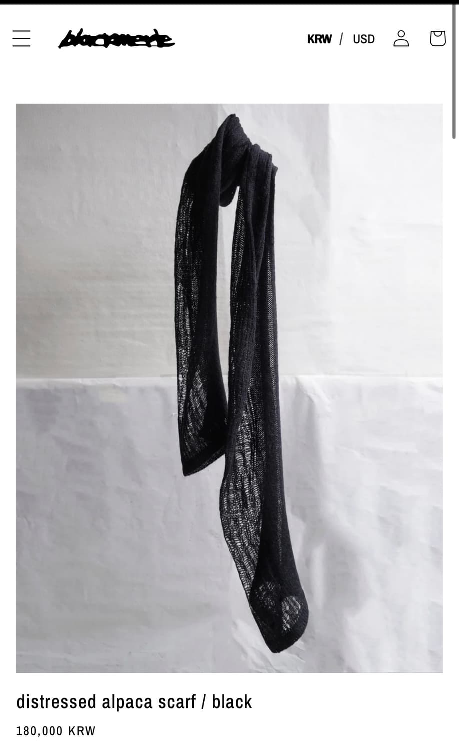 블랙멀 알파카 스카프 블랙 OS 상품이미지1