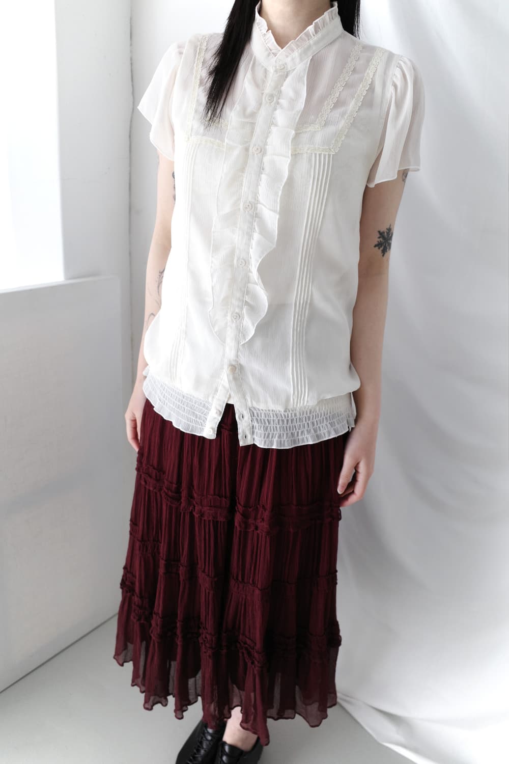 lace frill half blouse 상품이미지7