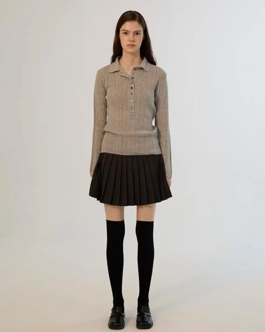 썸웨어버터 Henry Collar Knit - Grey 니트 상품이미지1