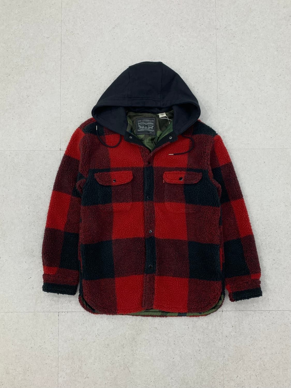 Levis 리바이스 체크 후드 플리스 자켓 상품이미지1