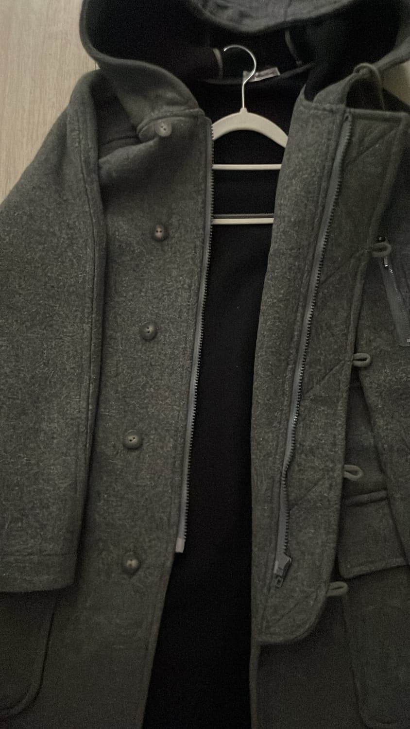 빈티지 회색 포켓 후드 코트 상품이미지3