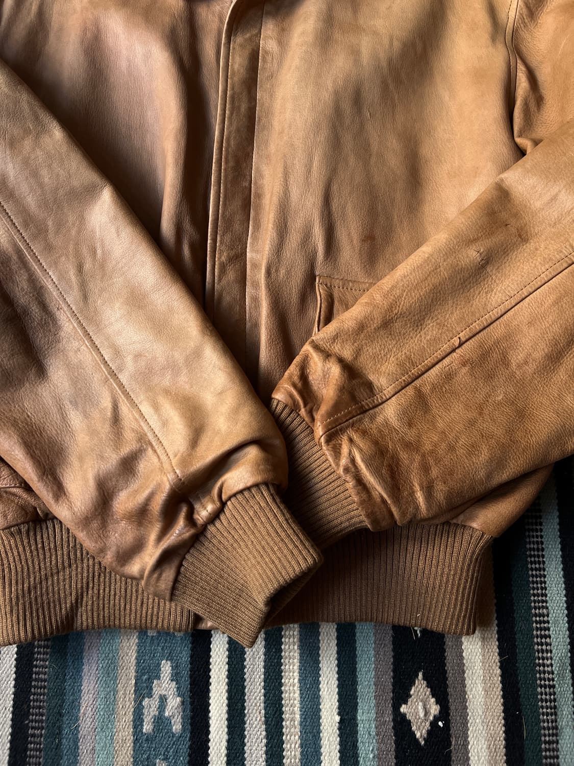 [M]90's 폴로 랄프로렌 A-2 레더 플라이트 자켓 상품이미지5