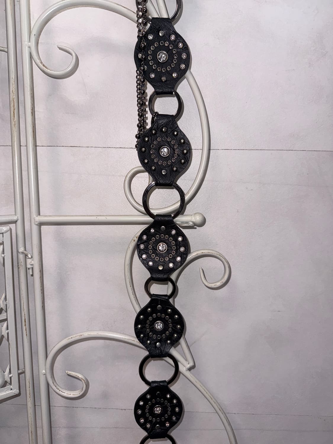 Black cubic punching disc chain belt 상품이미지6
