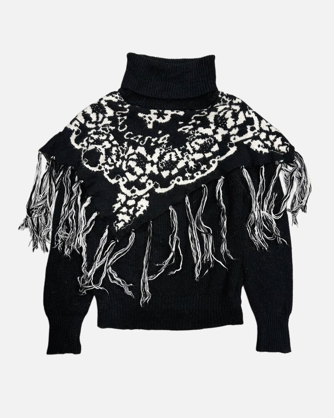fringe pancho turtle-neck knit 상품이미지1