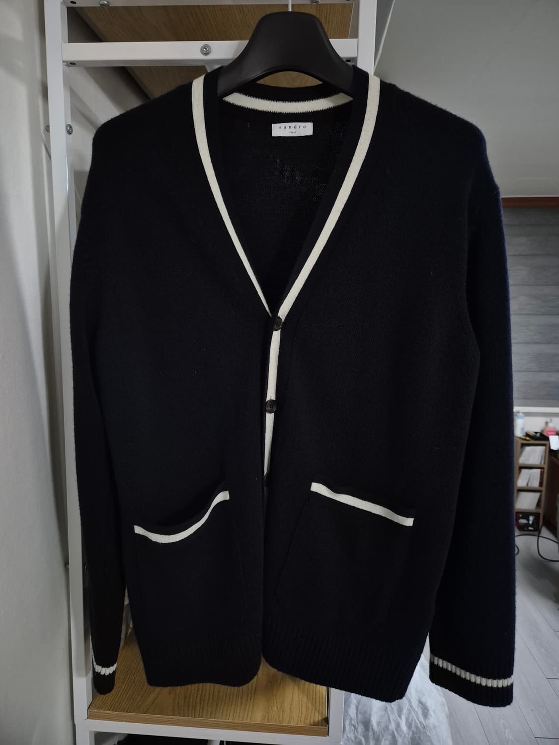 산드로옴므 울캐시혼방 가디건 L 네이비 상품이미지1