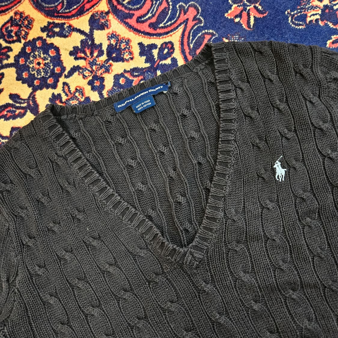 랄프로렌 블루포니 차콜 케이블 니트 L size 상품이미지3