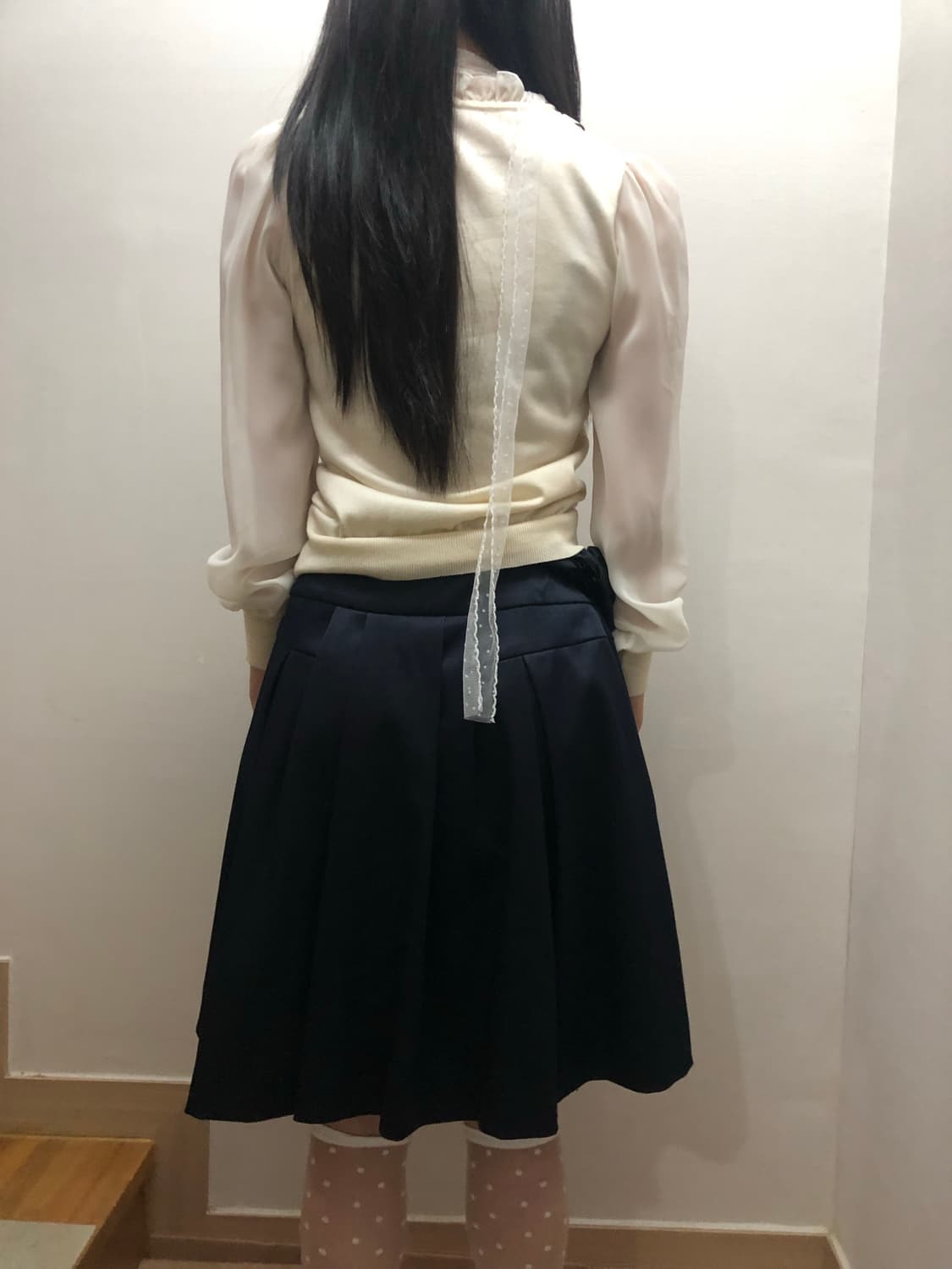 빈티지 네이비 리본 새틴 스커트 상품이미지8