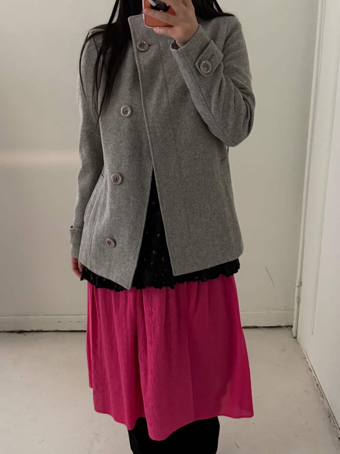 일본빈티지 연그레이 하이넥 자켓 코트 상품이미지2