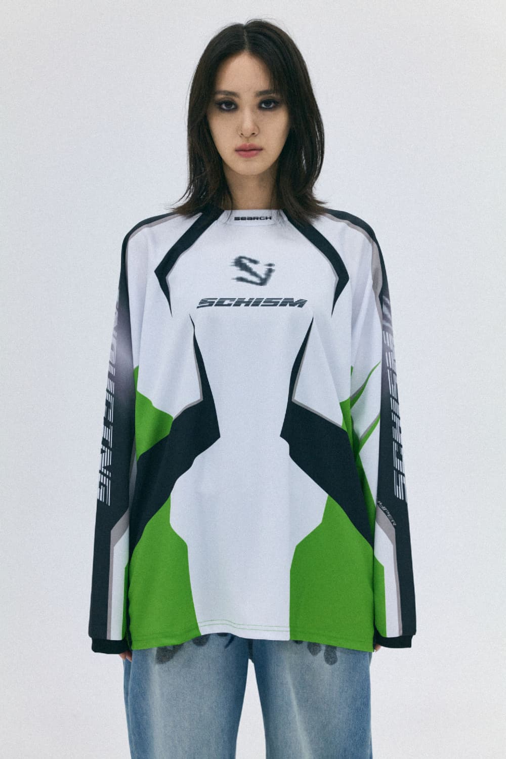 스키즘인듀싱 바이커 저지 긴팔 티셔츠 그린 L 상품이미지1