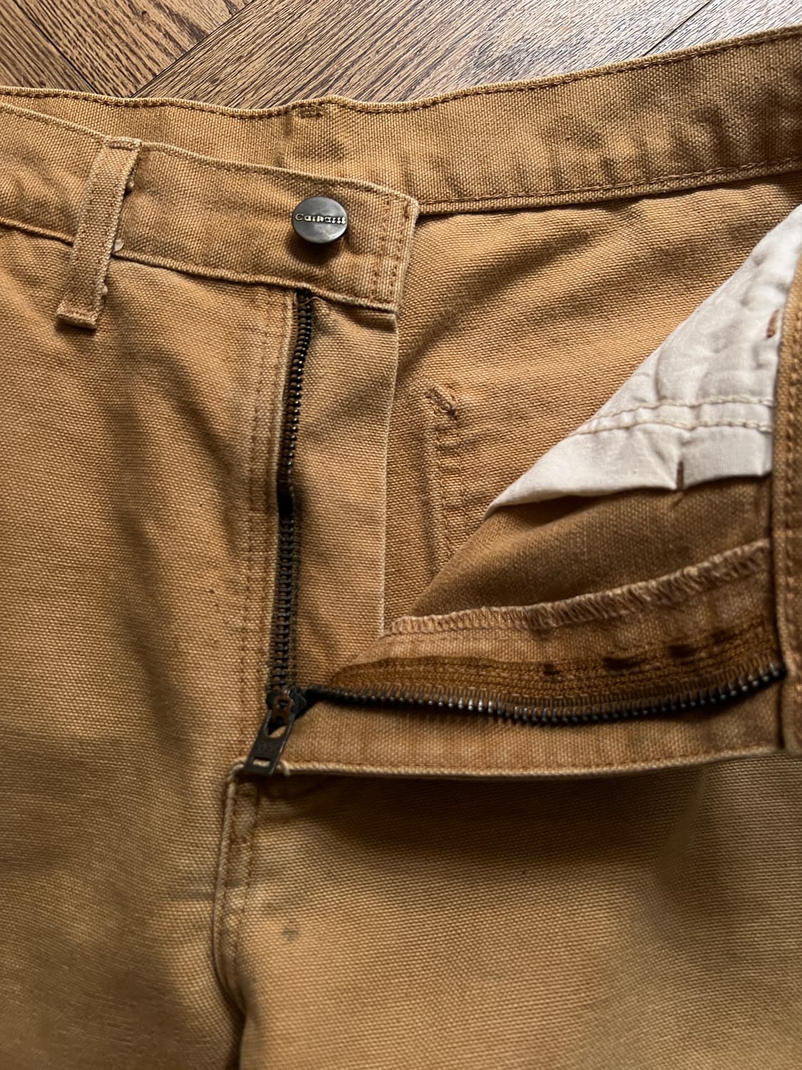 [29]칼하트 USA 덩가리핏 더티워싱 브라운 싱글니 카펜터 워크 팬츠 상품이미지3