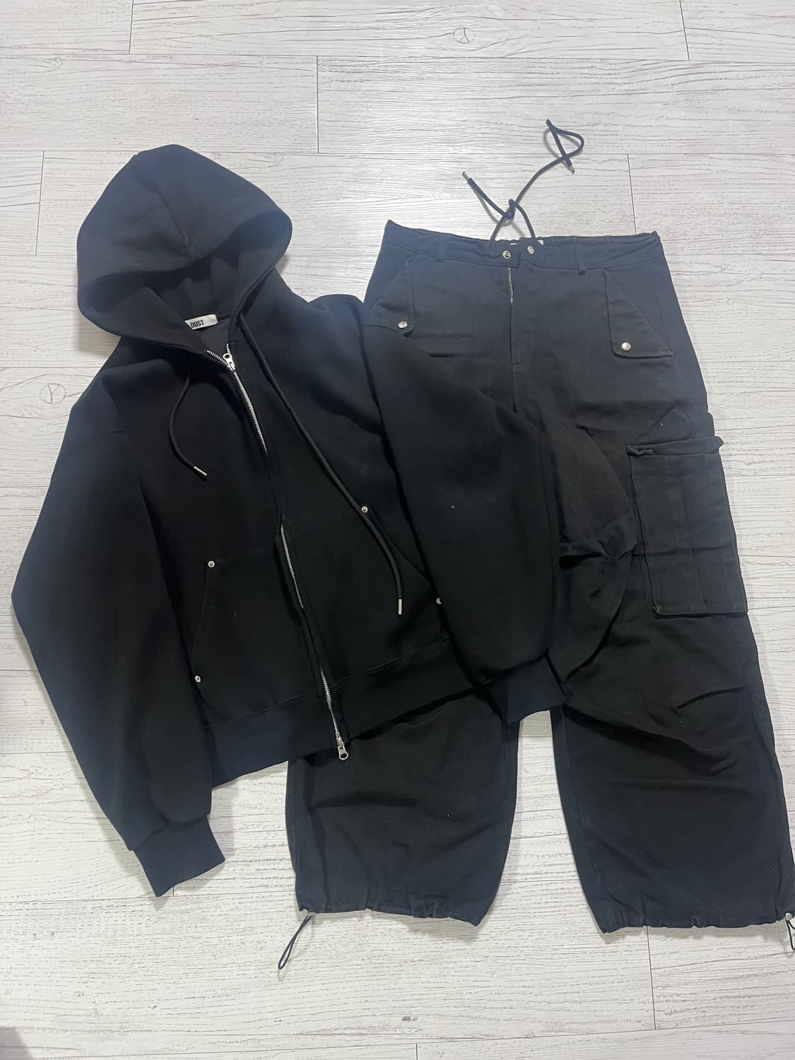 컨트 사선 카고 팬츠+ 로트 후드 집업 셋업 상품이미지1