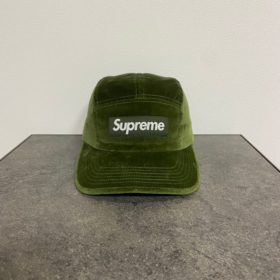 (OS) 슈프림 박스로고 캠프캡 모자 벨벳 올리브 카키 상품이미지1