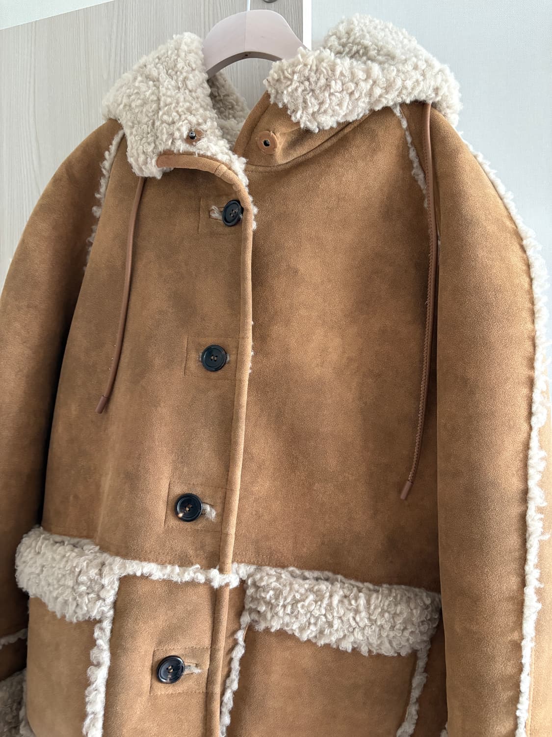 브리드 스웨이드 시어링 후드 하프 무스탕 상품이미지4