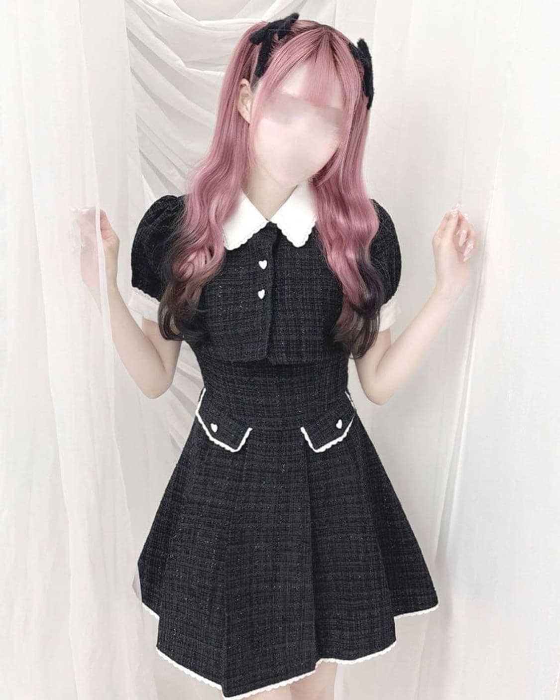 미셸마카롱 허니뮤 트위드 원피스 백리본 스나계 양산형 지뢰계 일브 상품이미지1