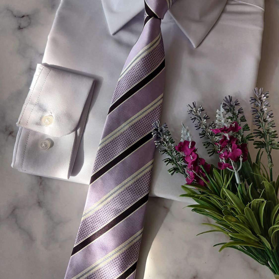 제냐 실크 바이올렛 스트라이프 넥타이 8.7cm A+등급 A19180
 상품이미지6