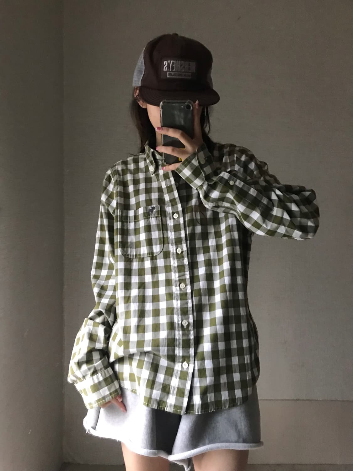 아베크롬비 카키 체크 셔츠 상품이미지2