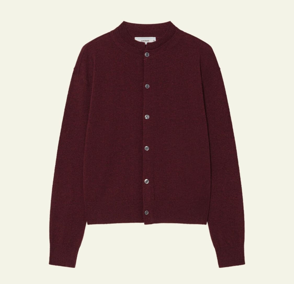 웨이비니스 더블프레임 라운드넥 가디건 버건디 2 상품이미지1