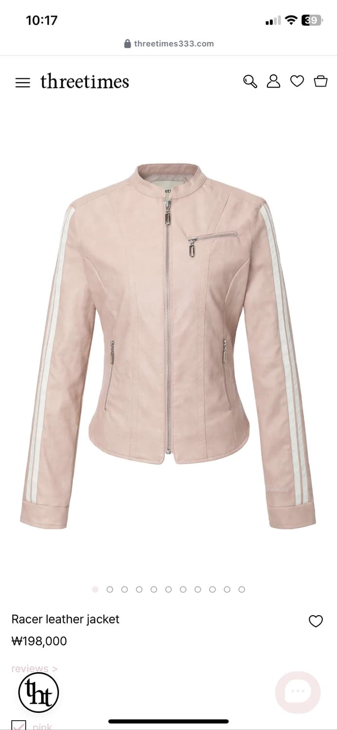 쓰리타임즈 레이서 레더 자켓 핑크 상품이미지1