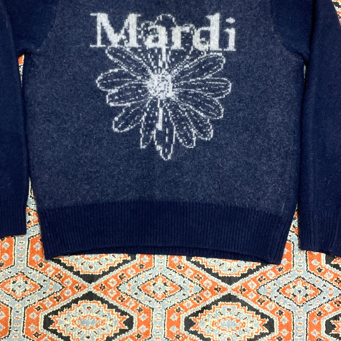 마르디메크르디 시그니처로고 네이비 캐시미어 울혼방 니트 여성S 상품이미지3