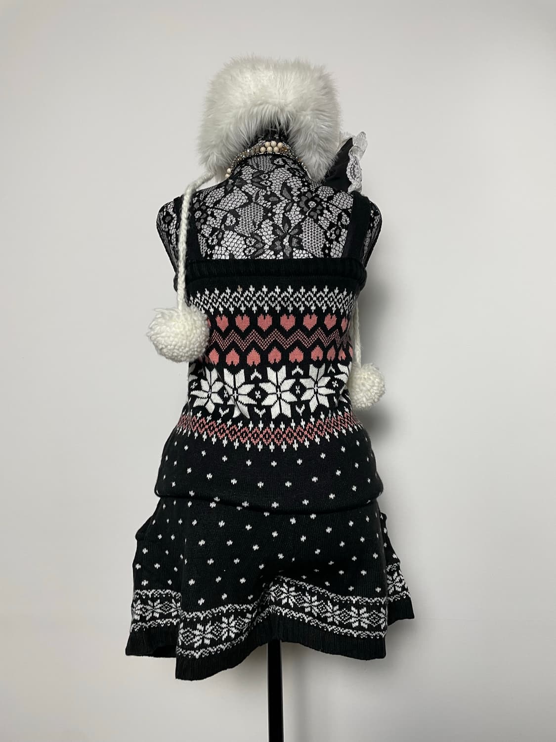 COLZA 콜자 겨울 아가일 패턴 니트 점프수트 상품이미지3