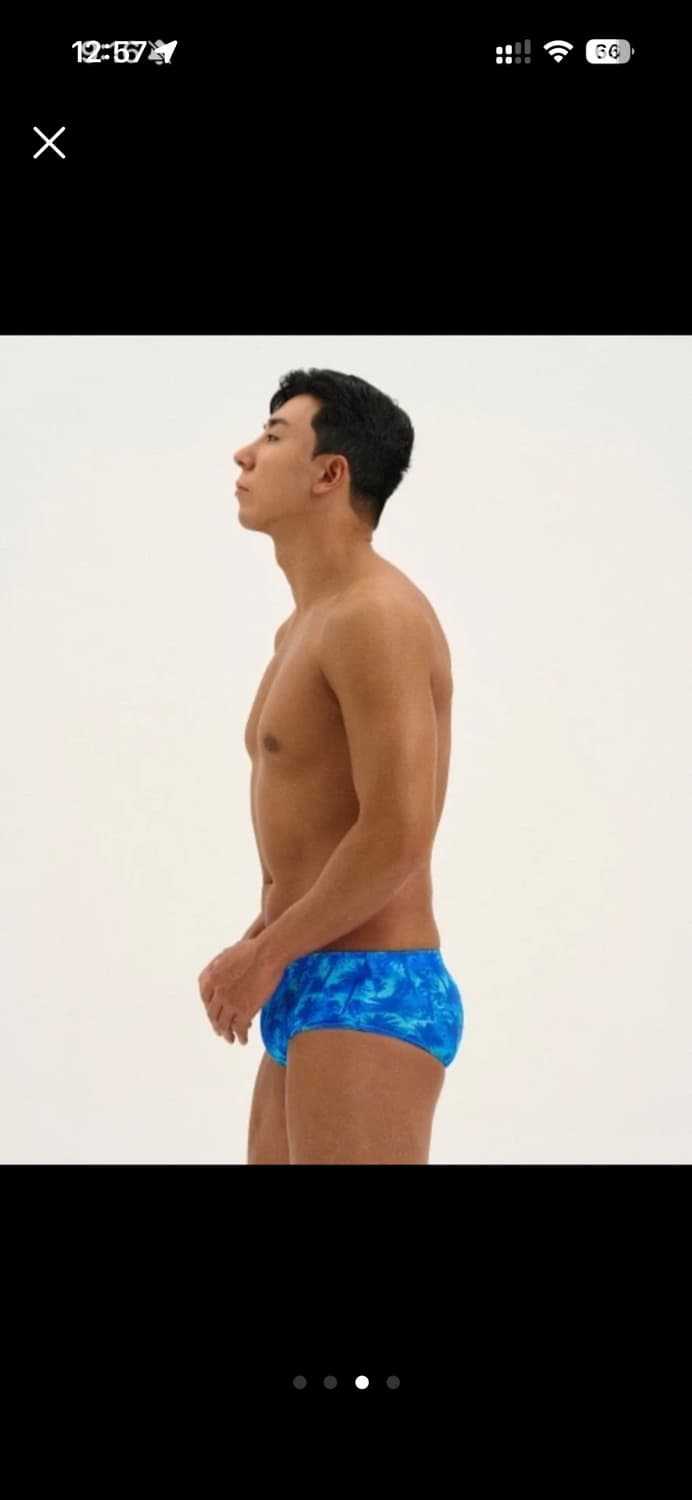 Oeri 오에리 남성 수영복 블루 야자수 패턴 상품이미지3