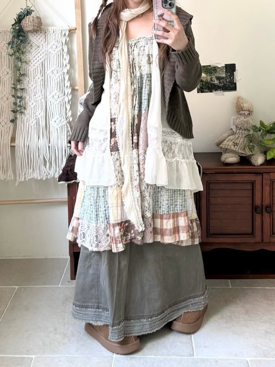 모리걸 패치스커트 패치원피스 코디 상품이미지2