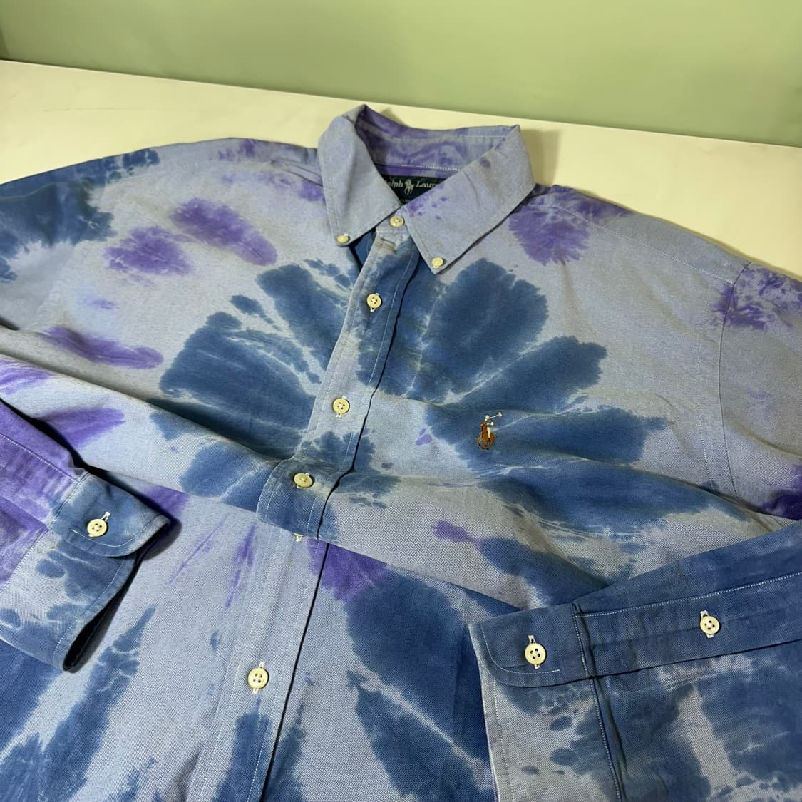 XL-2XL 폴로 랄프로렌 오버핏 타이다이 블리치 옥스퍼드셔츠 상품이미지1