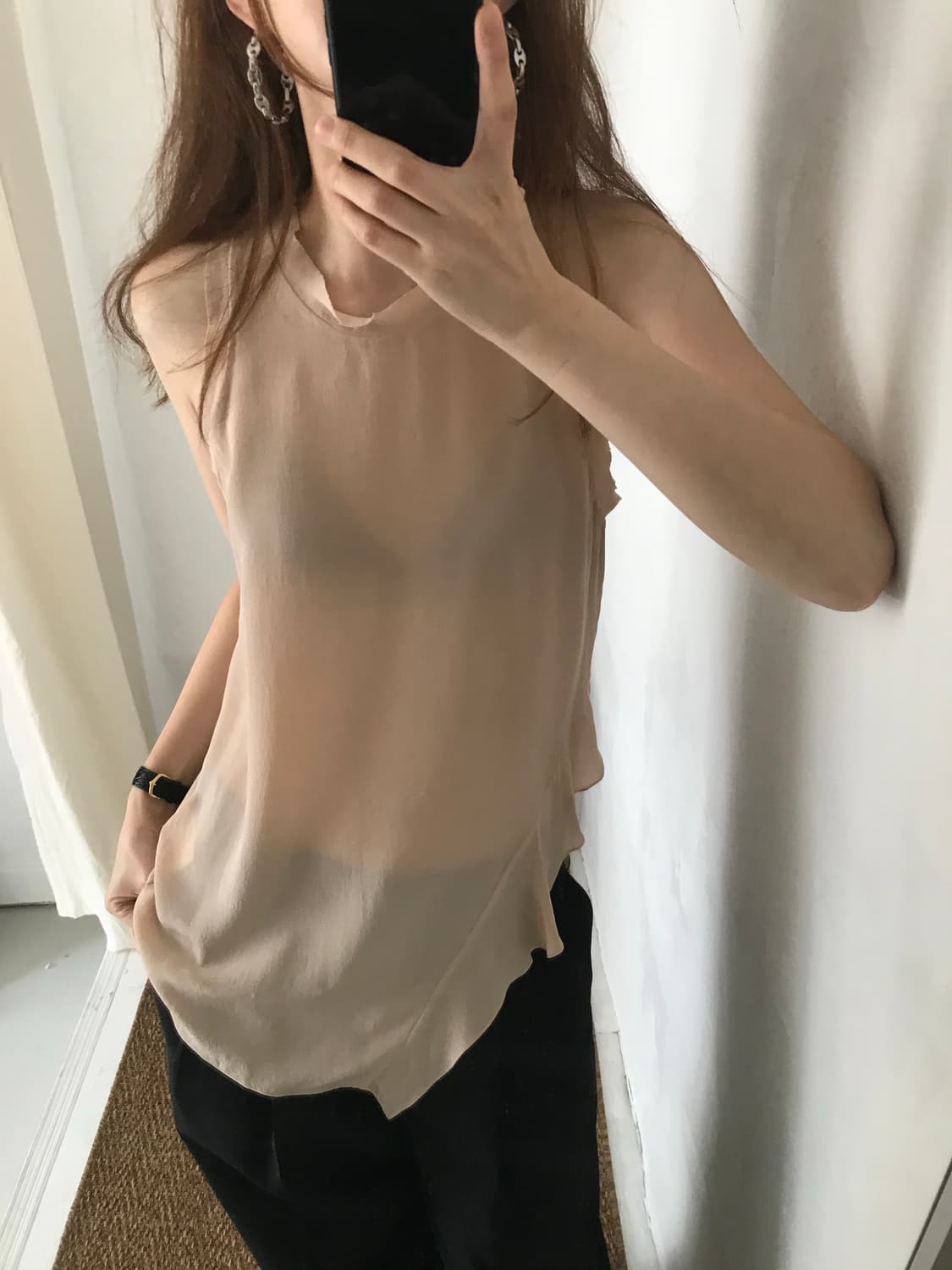 silk asymmetry sleeveless 상품이미지1