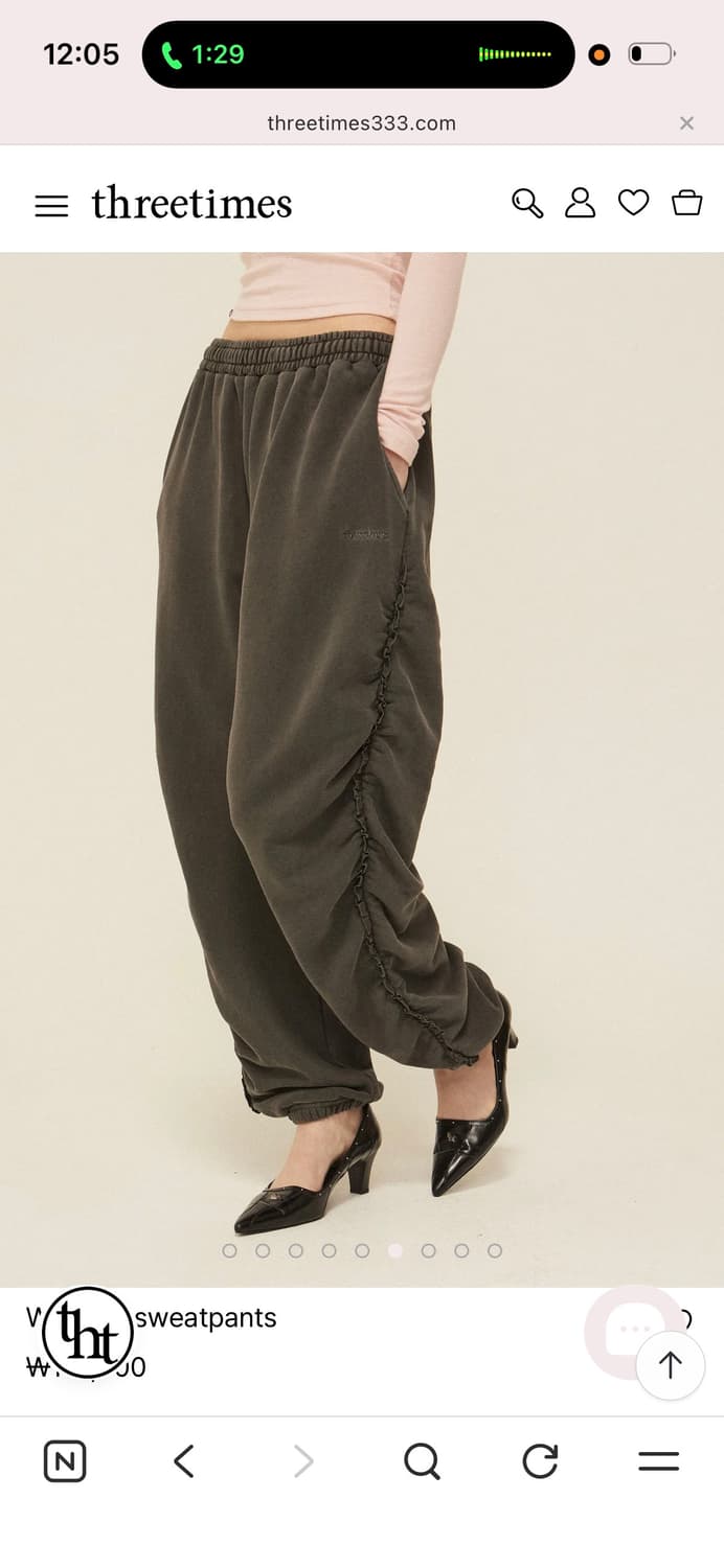 쓰리타임즈 위스퍼 스웻팬츠 조거 챠콜m 상품이미지1