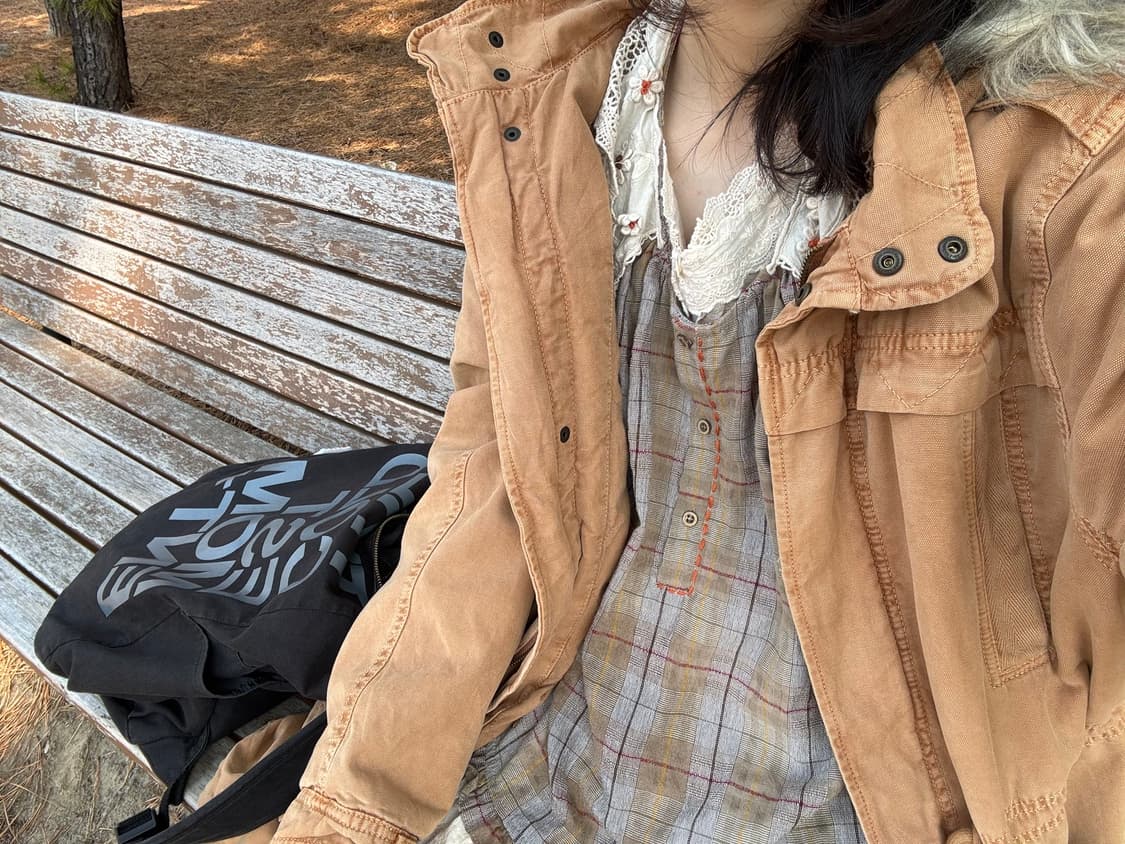 코코모리 모리걸 빈티지 프릴 자수 체크탑 상품이미지3