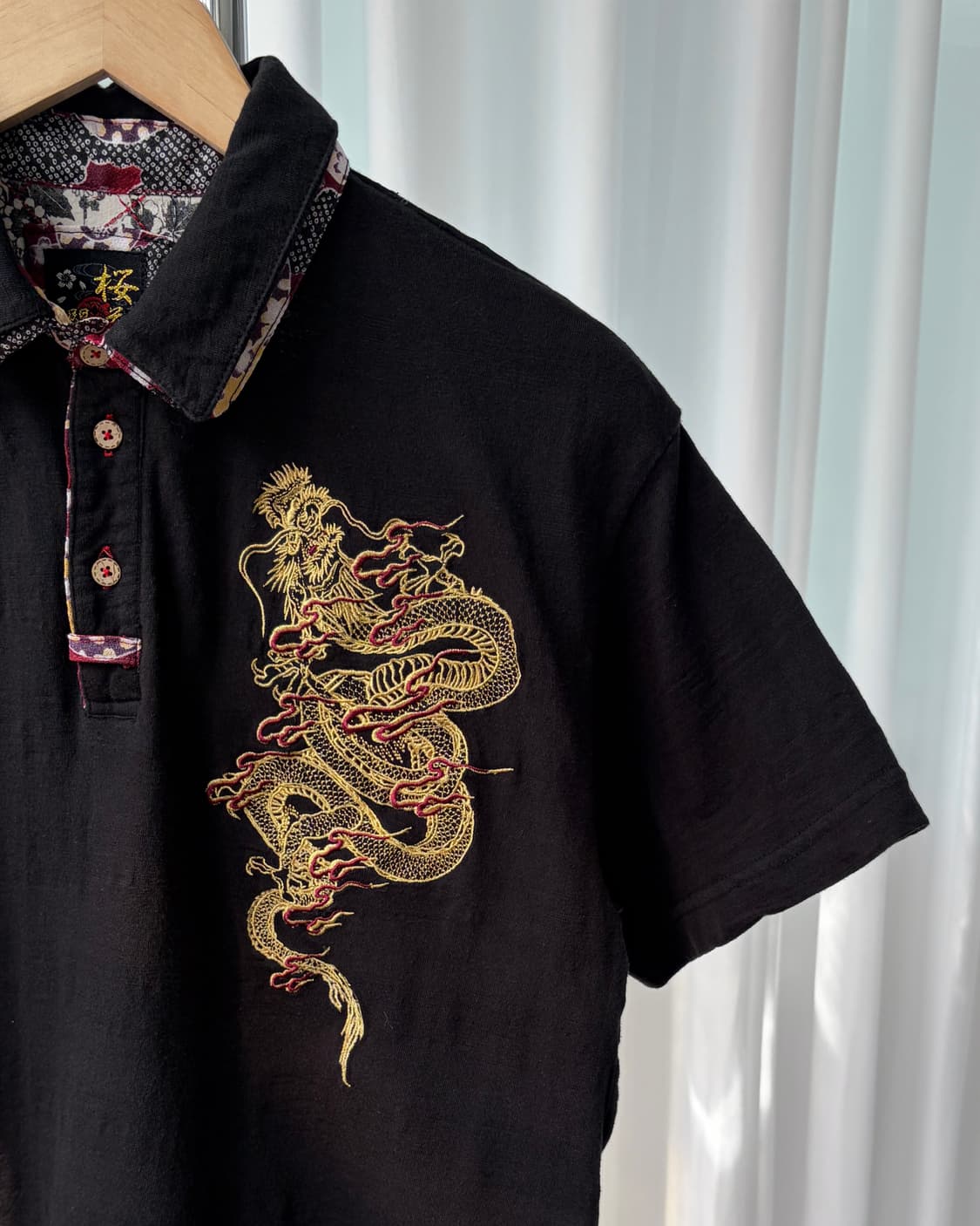 [M]JPN 오리엔탈 드래곤 자수 반팔 티셔츠 상품이미지6